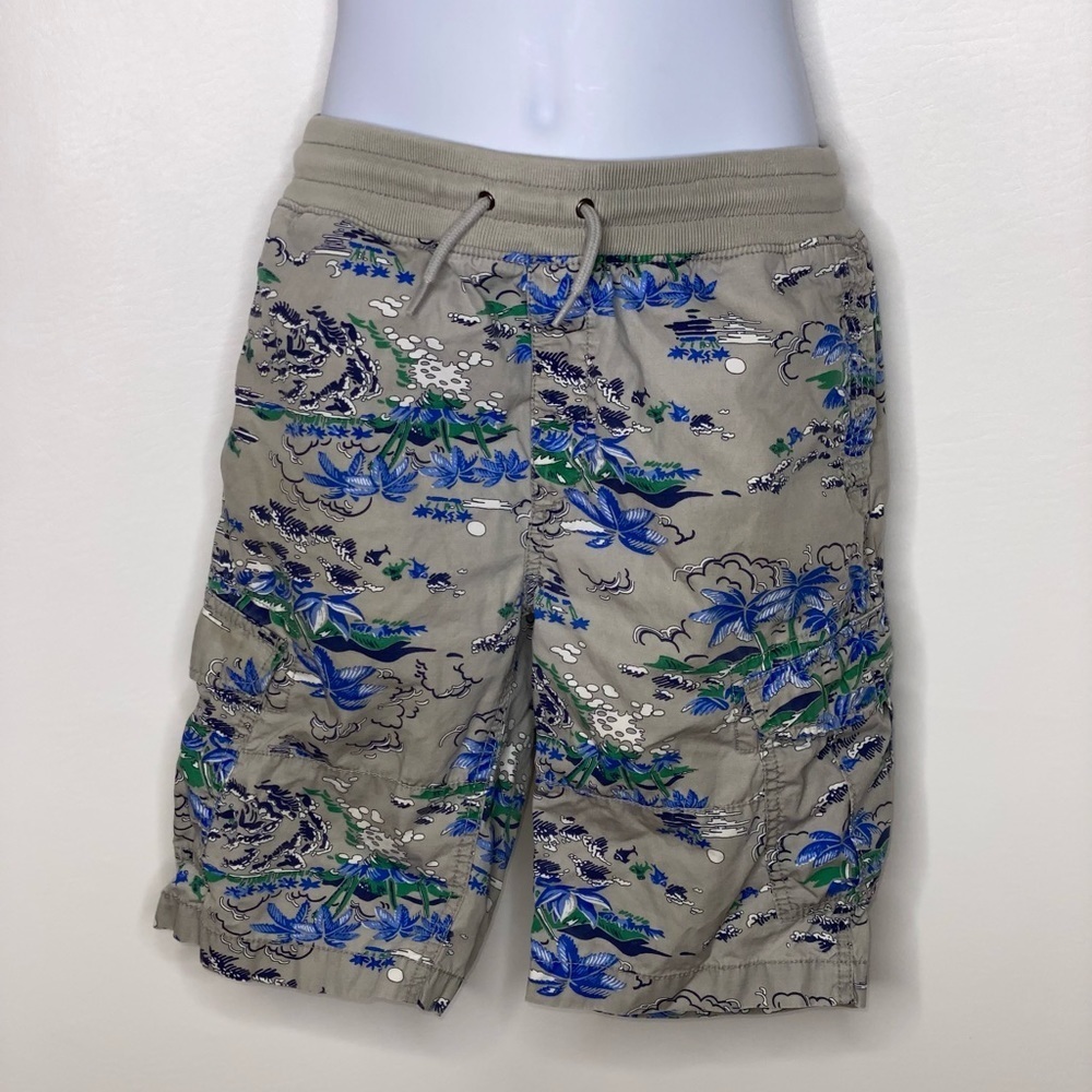 Gap Kids boys gray Hawaiian tropical print cargo shorts Sz 14-16 XXL